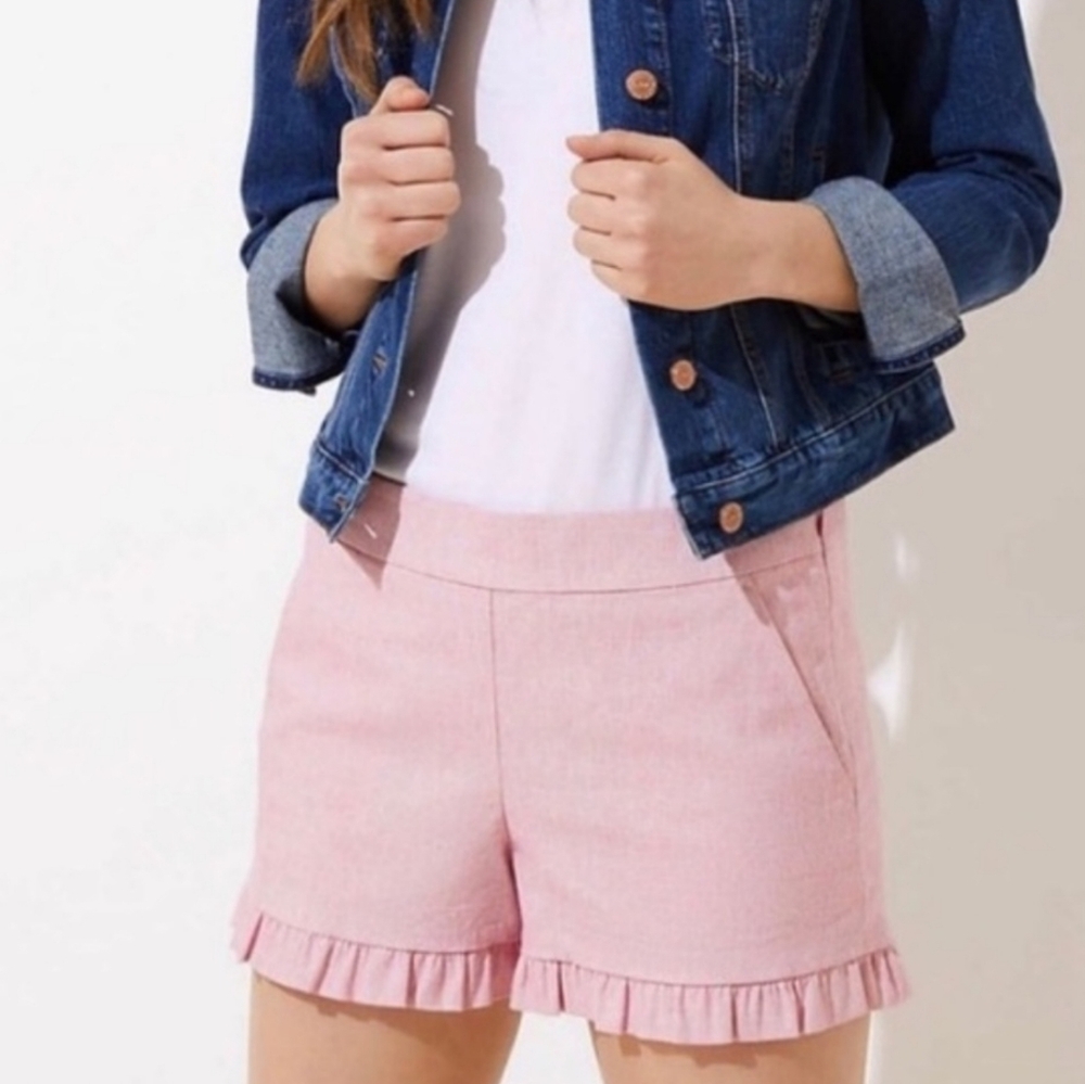 Loft Pink Preppy Ruffle Hem Shorts Size 6